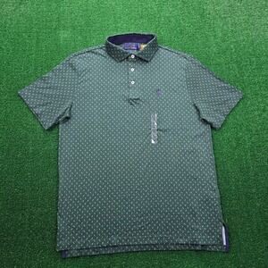 Polo Ralph Lauren Polo Shirt Mens Medium Green Geometric AOP Golf Preppy NWOT